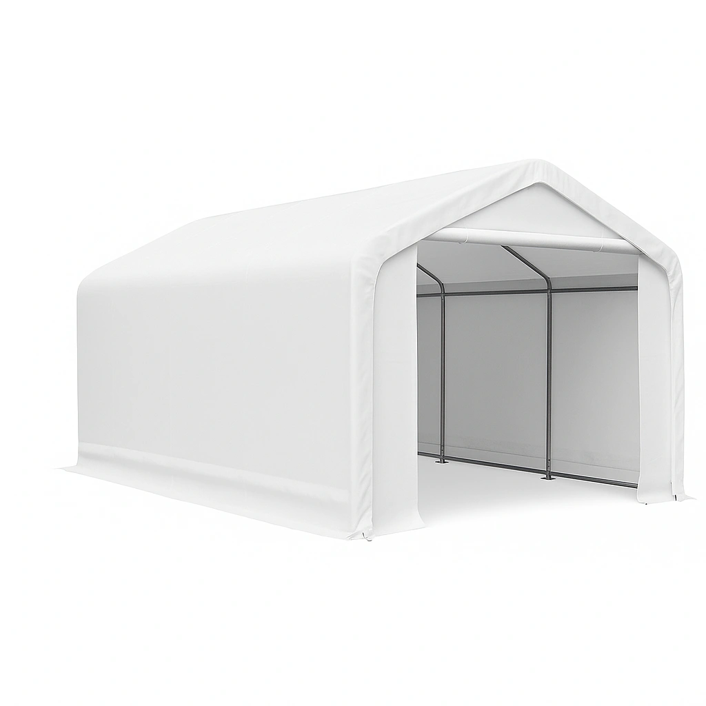 Abri de garage extérieur en acier/PVC blanc, 600 x 300 x 270 cm
