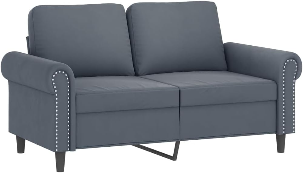 CIADAZ Sofagarnitur mit Kissen, 2-teilig, Samt, Dunkelgrau, Wohnzimmersofas, Relaxsofa - 3202231