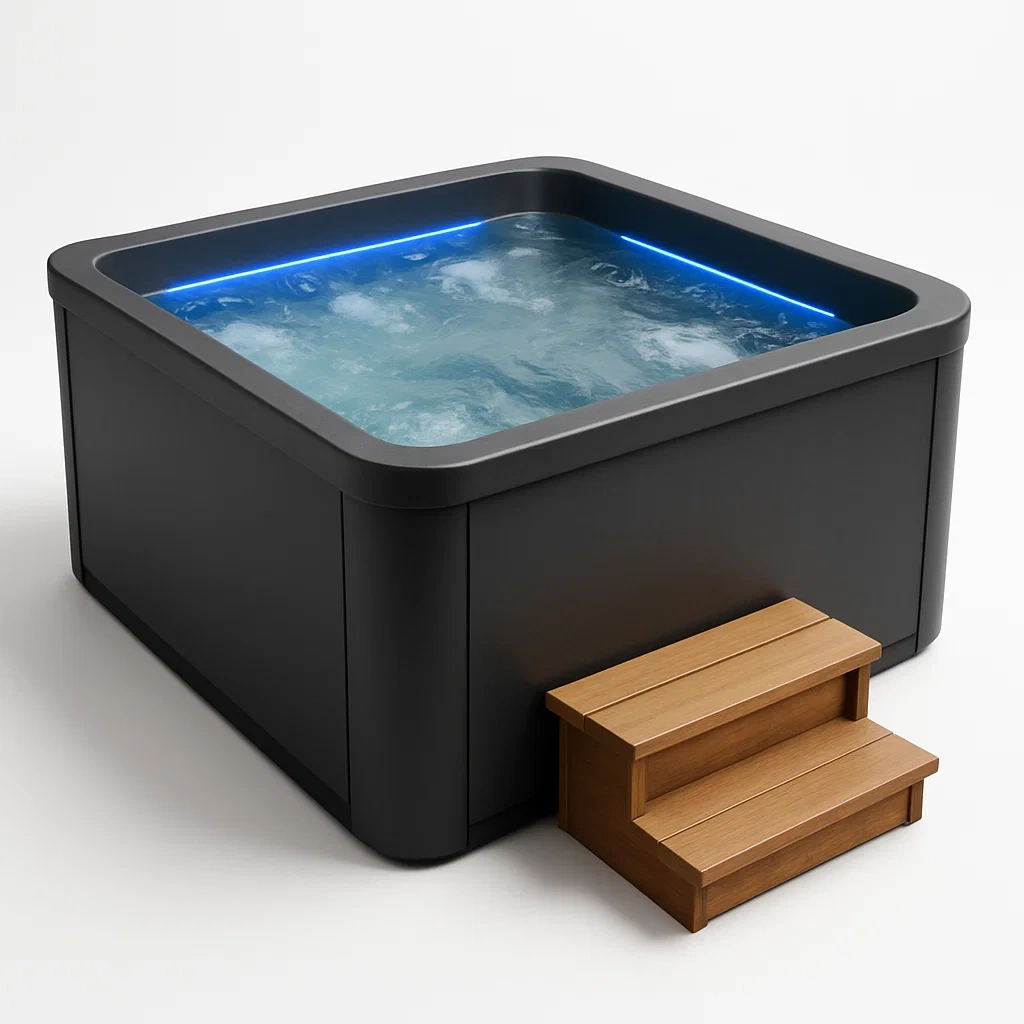 Spa rigide 200x200x80 cm, 4 places, forme carrée, couleur noire JIwWopb438XA