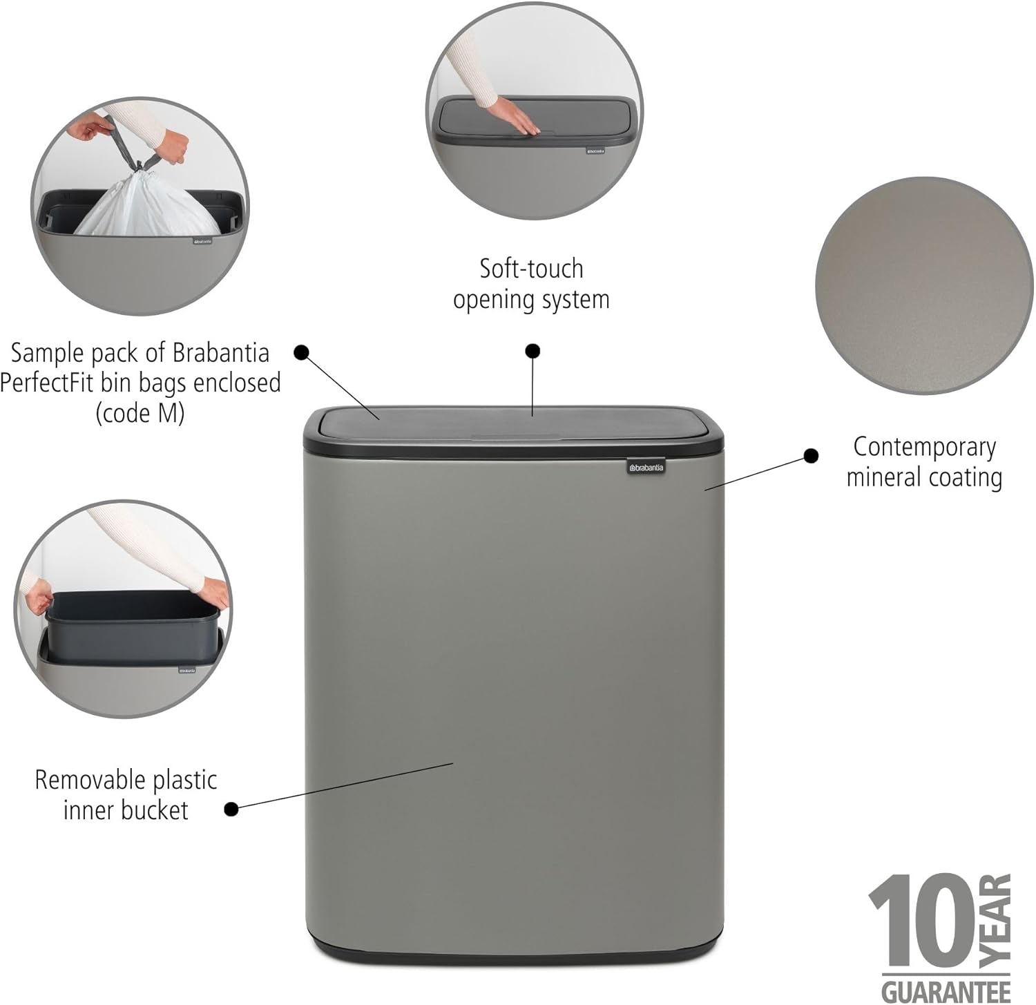 Brabantia Abfalleimer, Stahl matt, Anti-Fingerprint, 2 x 30 l