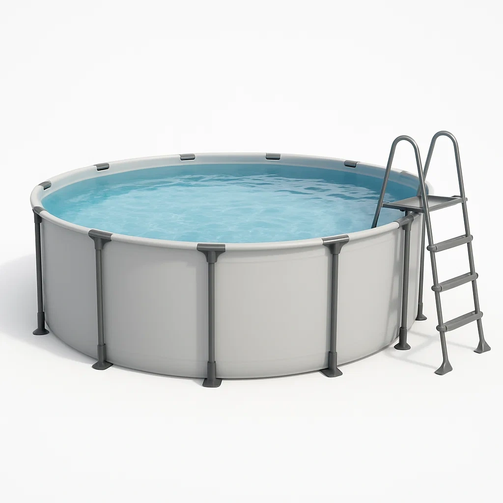 Piscine tubulaire ronde 358 x 98 cm, blanche/grise, avec filtre et échelle jclwRqj267jp