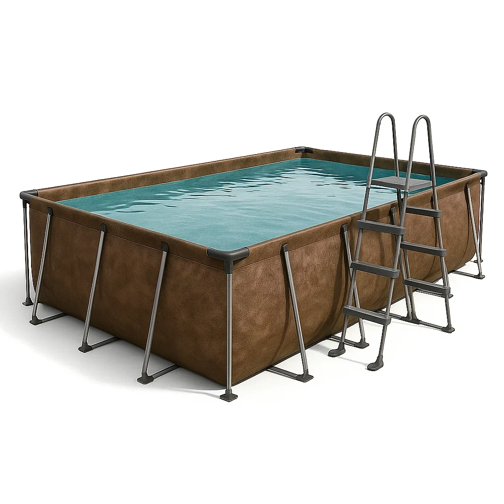 Piscine tubulaire rectangulaire amovible en acier, 532 x 265 x 119 cm, marron/gris, avec filtre et échelle UuLChKB186CP