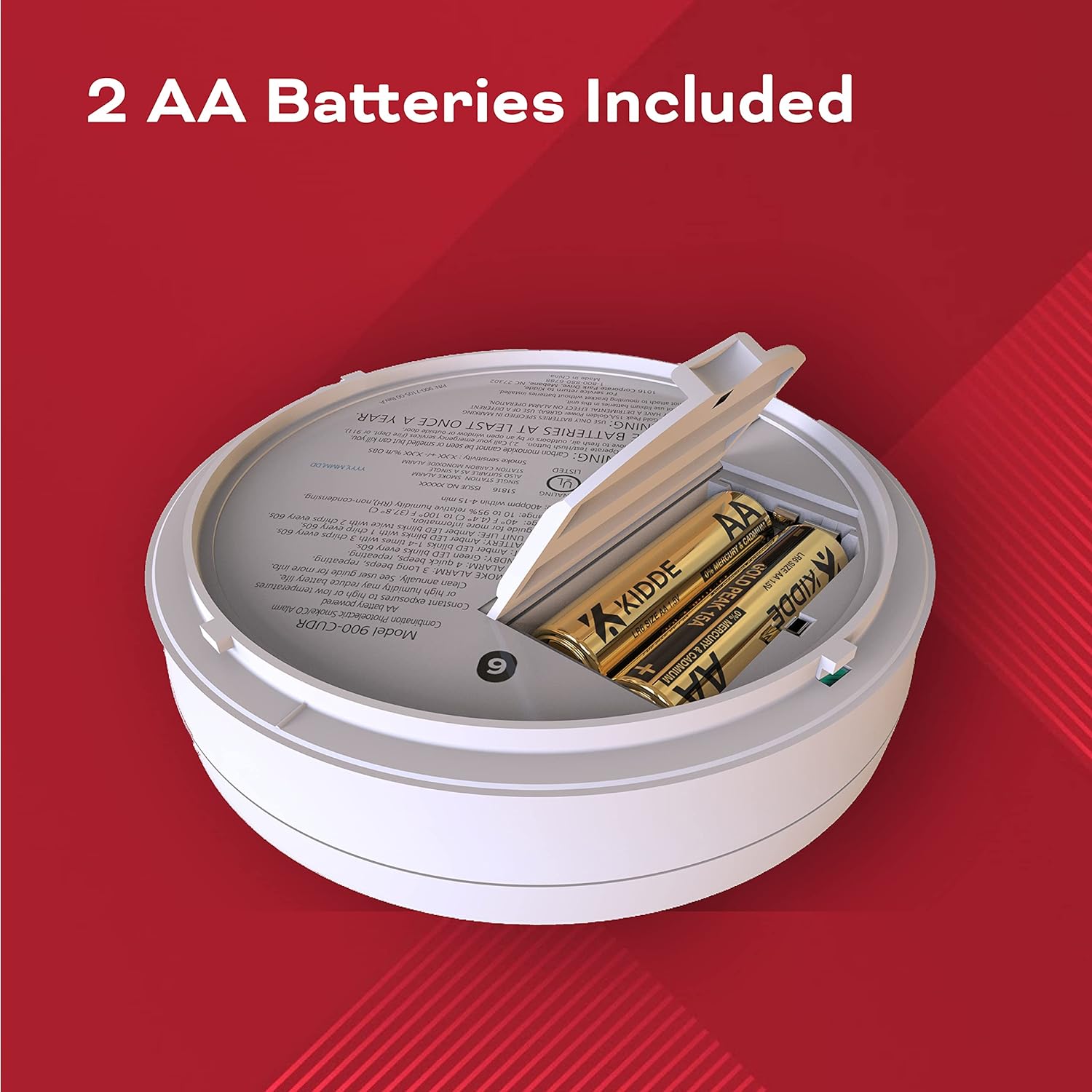 Kidde Rauchmelder, 10-Jahres-Batterie, LED-Anzeigen, Austauschwarnung, Test- und Reset-Taste, 6er-Pack, Weiß