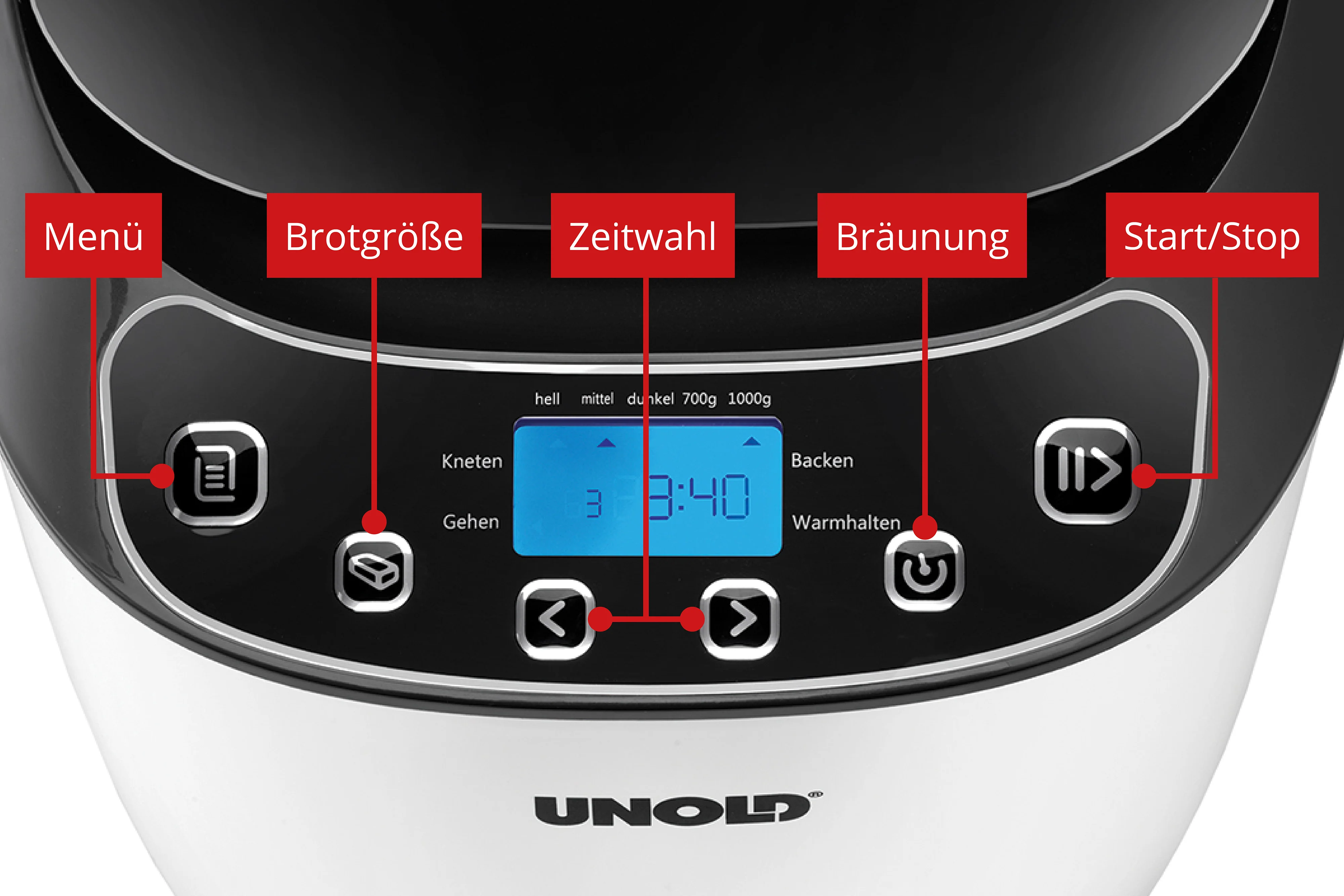 Unold 68010 Backmeister® Design Brotbackautomat, 550 W, 12 Programme, 1000 g Fassungsvermögen, Baujahr 2025