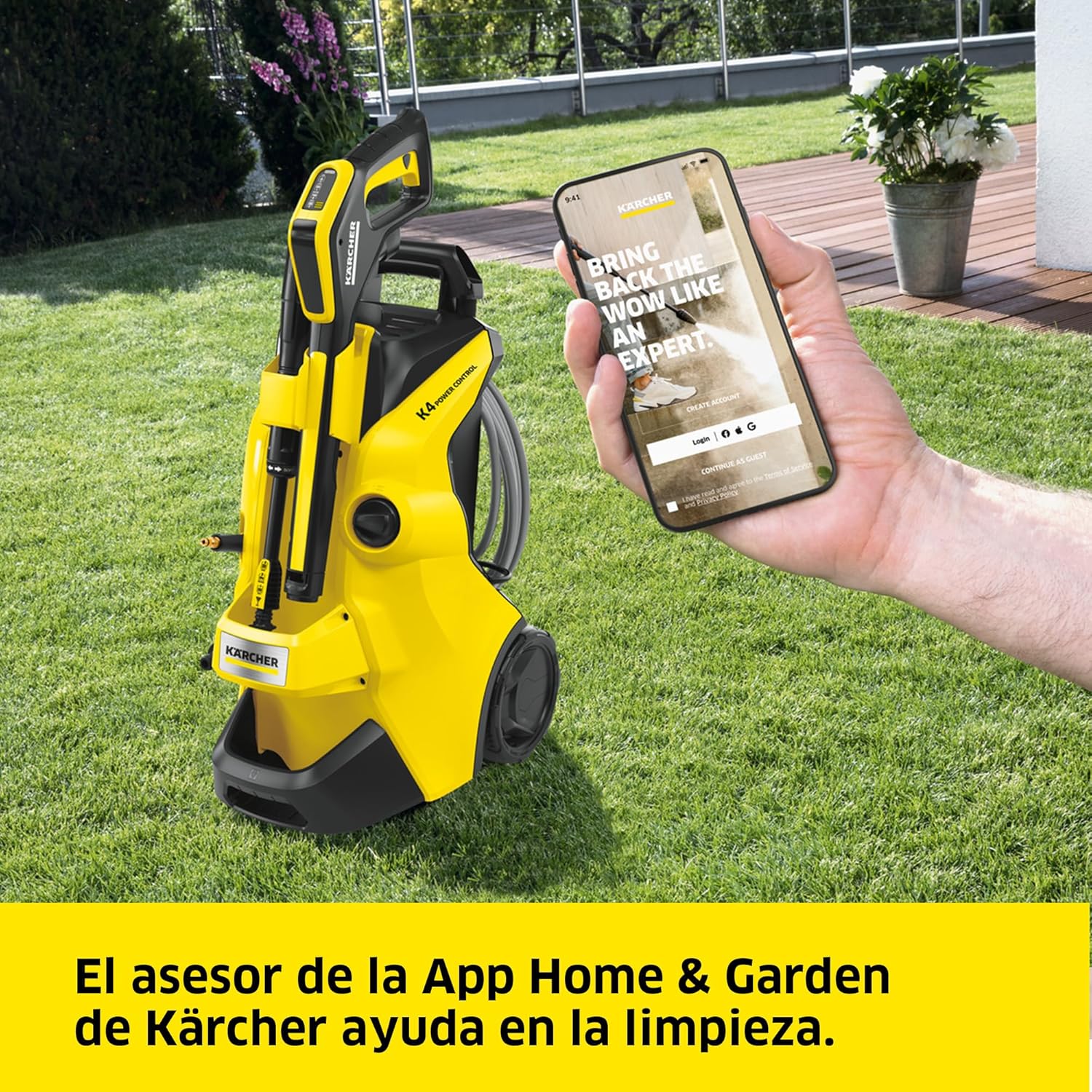 Nettoyeur haute pression Kärcher K 4 Power Control, pression : 130 bar, débit : 420 l/h, débit : 30 m²/h, filtre à eau, 11,5 kg, pistolet et flexible haute pression, buse turbo, lance de pulvérisation