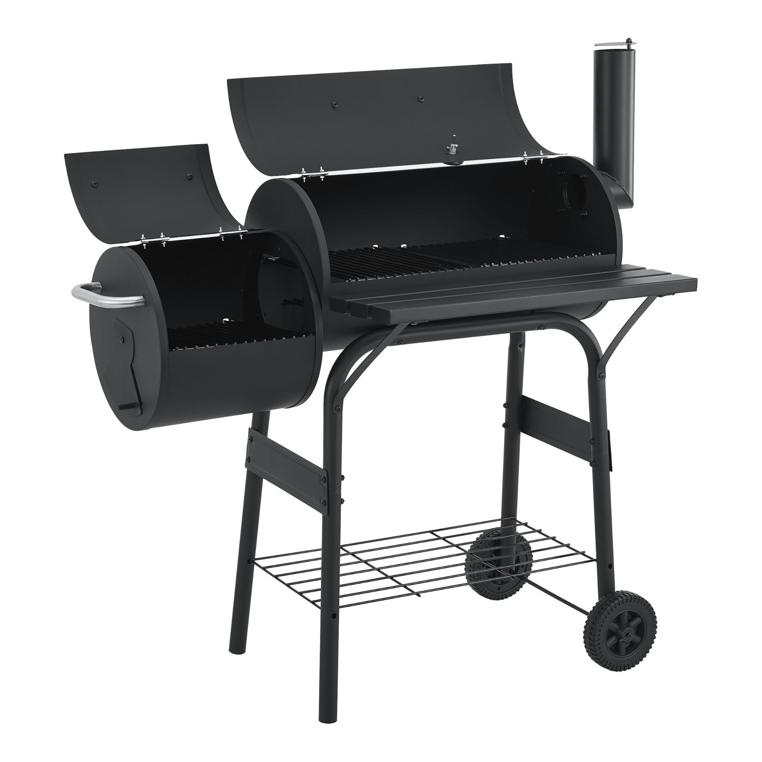 Arielli Holzkohlegrill-Smoker 115 x 110 x 64 cm - Schwarz [casa.pro]