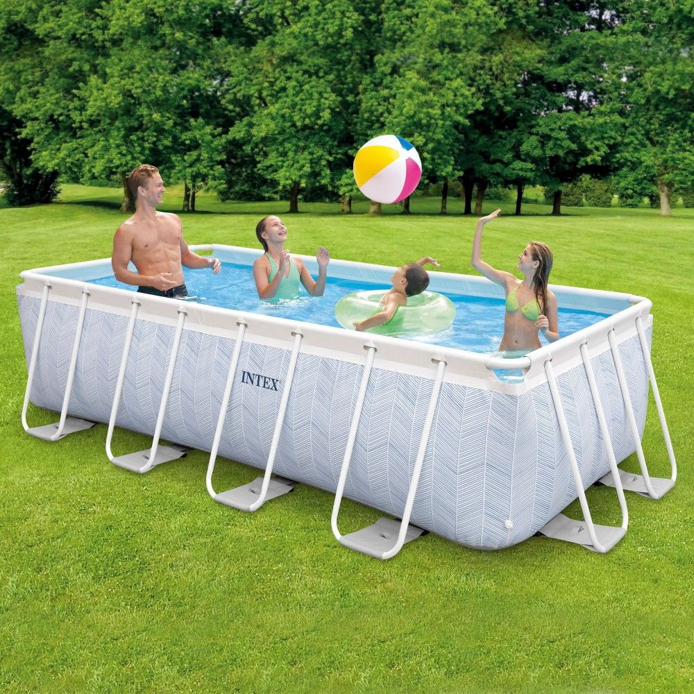 Intex Rechteckiger Chevron Prism Premium Pool mit abnehmbarem Einsatz, 400 x 200 x 100 cm, 6,836 l