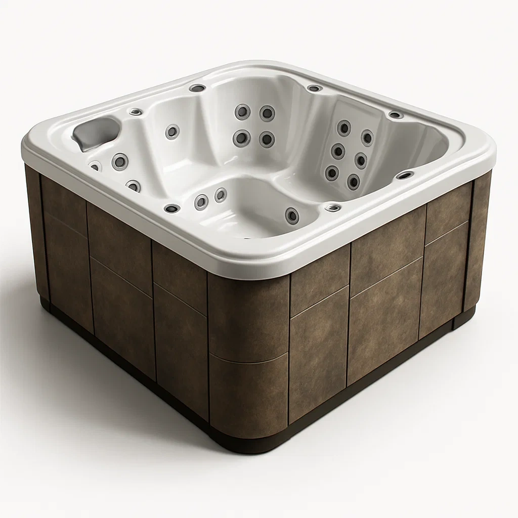 Spas rigides 220x220x95 cm 5 places carré marron/blanc aDcdZrU427kL