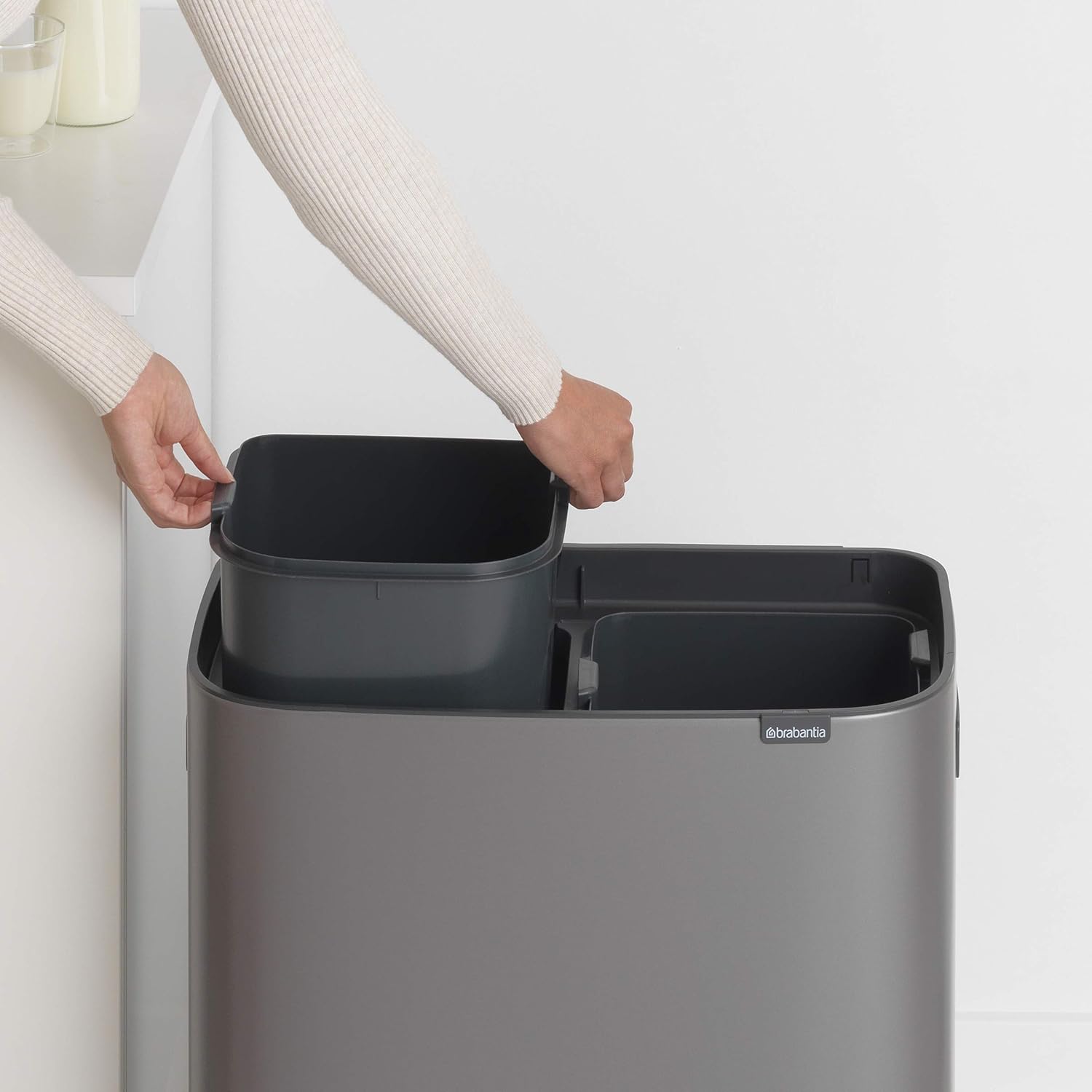 Brabantia Abfalleimer, Stahl matt, Anti-Fingerprint, 2 x 30 l