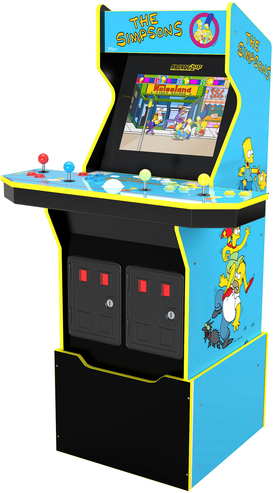 Arcade1Up – The Simpsons 30-års jubilæumsudgave arkademaskine med skammel og metalkasse – flerfarvet