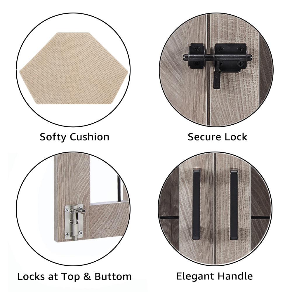 Unipaws Eck-Hundebox mit Schrank, Holzkennel für Welpen und Hunde, Haustierkäfig für kleine Räume, mittlere Größe, Antikgrau