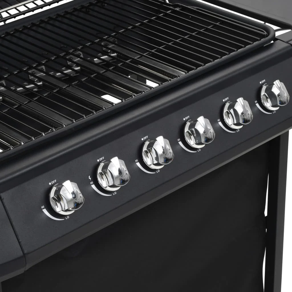Tragbarer Gasgrill 2025 mit 6 Grillzonen, schwarzer Stahl V3794