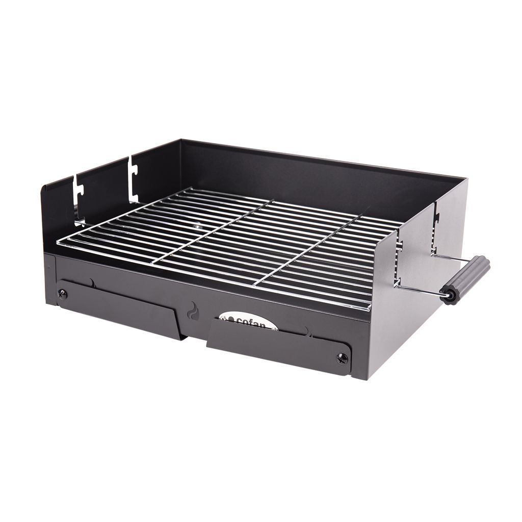 Cofan Tragbarer Holzkohlegrill | Grillrost aus verchromtem Stahl | Klappbar | Mit seitlichen Griffen | Ideal für Camping, Garten und Terrasse | Maße: 45,5 x 34,5 x 31,5 cm