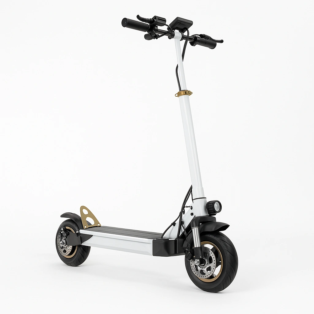 Trottinette enfant en aluminium noir et blanc, adaptée aux enfants et aux adolescents.