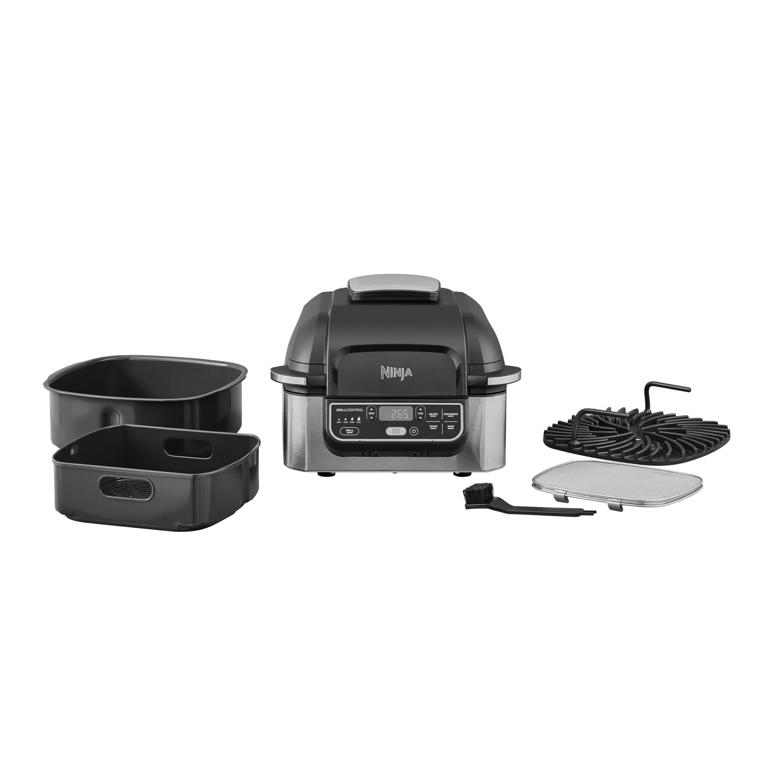 Ninja Foodi Grill & Airfryer (Modelljahr 2025). 5,7-Liter-Heißluftfritteuse. Spülmaschinenfeste Teile. 5-in-1-Gerät. Schwarz/Silber AG301EU
