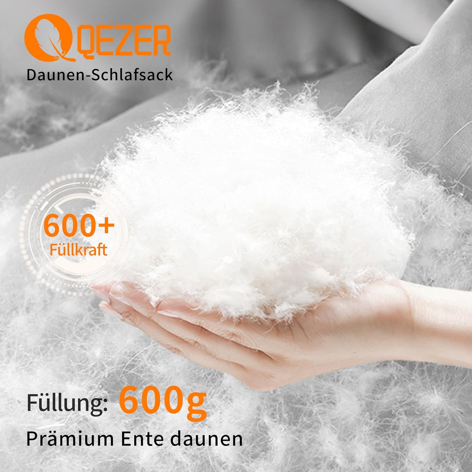 QEZER Dunsovepose 220 cm x 80 cm 8~-3 ℃ 4 sæsoner Ultralet sovepose til voksne og børn, sovepose til camping og vandreture