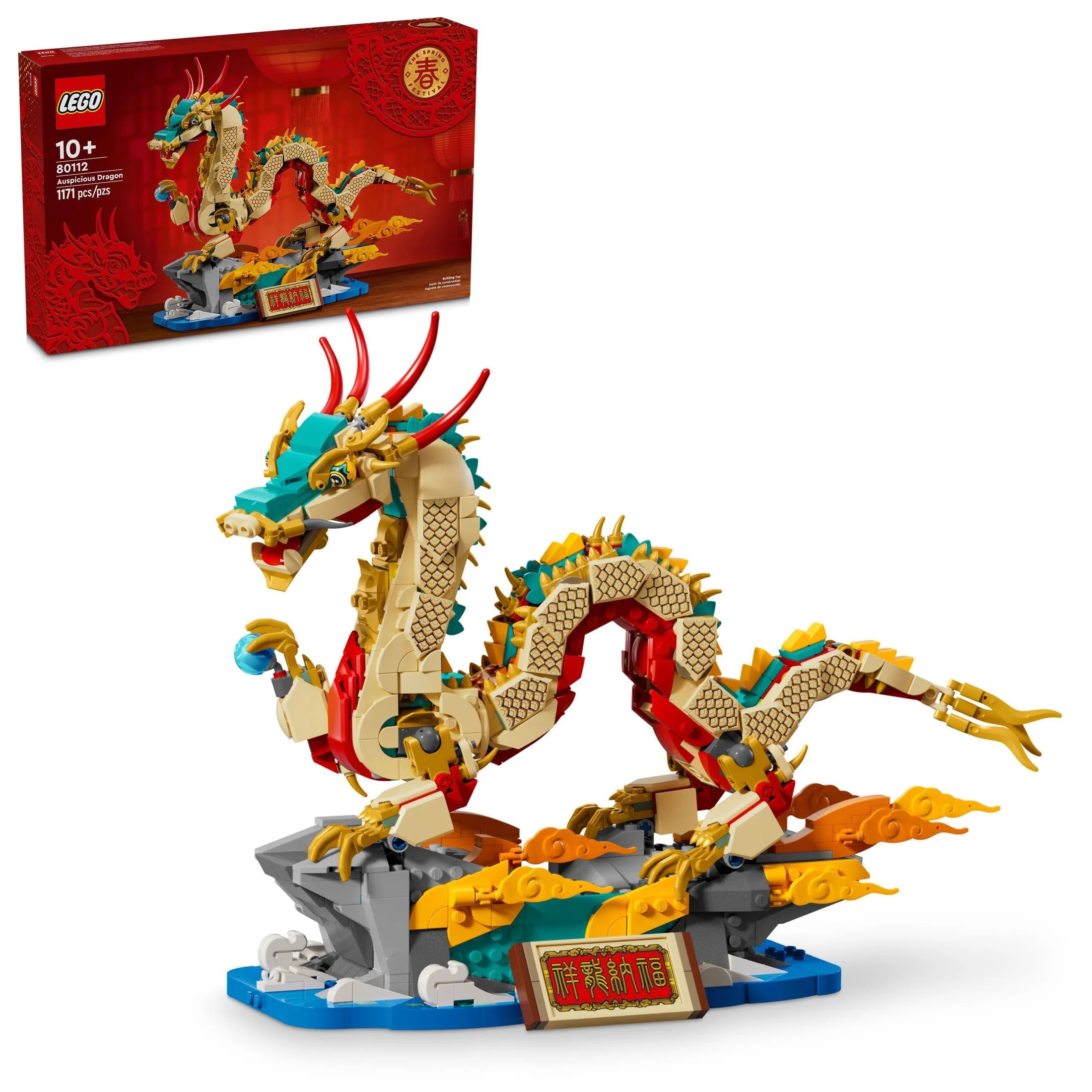 LEGO® Frühlingsfest-Drache – Bausatz, Lernspielzeug für Kinder, Drachenbauset, tolle Frühlingsfest-Dekoration oder einzigartiges Geschenk für Jungen und Mädchen ab 10 Jahren, 80112