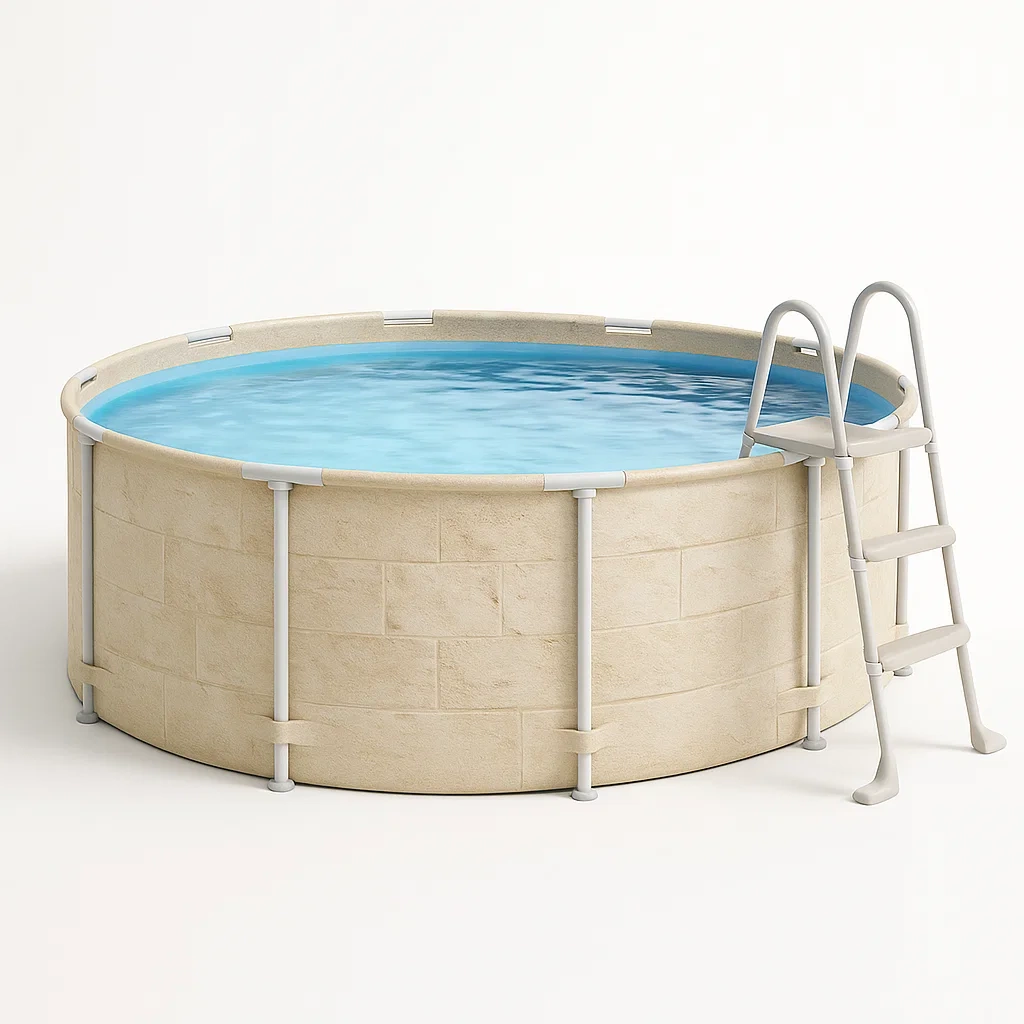 Piscine tubulaire ronde 358 x 98 cm, couleur beige, avec filtre et échelle wfpgIcL259dK