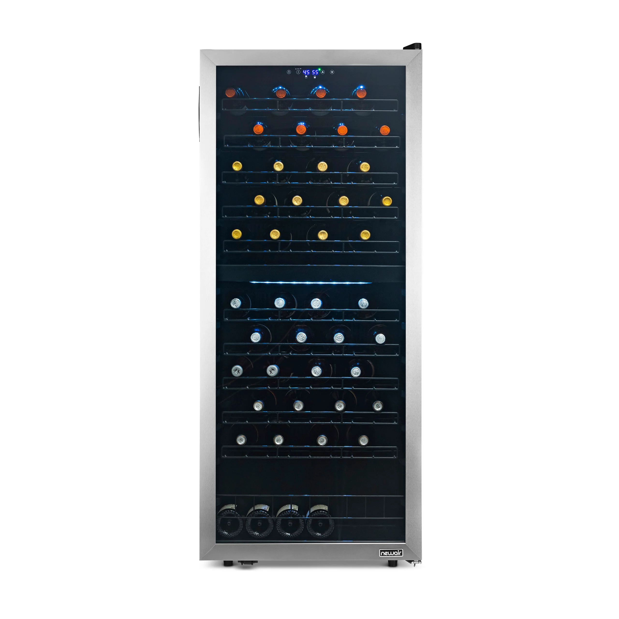 2025 Newair® Fritstående vinkøleskab i rustfrit stål – 98 flasker – 23 med dobbelt zone
