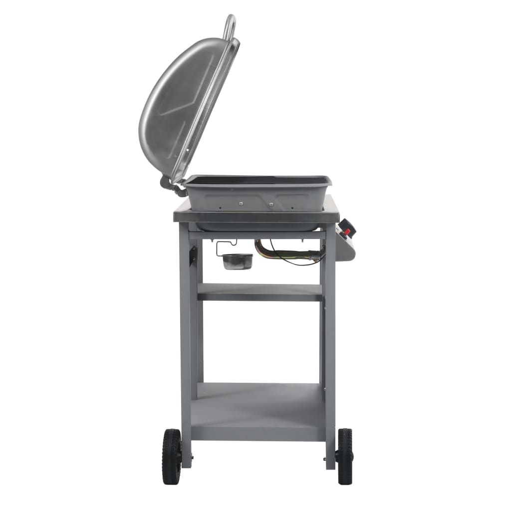 VidaXL Tragbarer Gasgrill mit 3-stöckigem Seitentisch, Silber