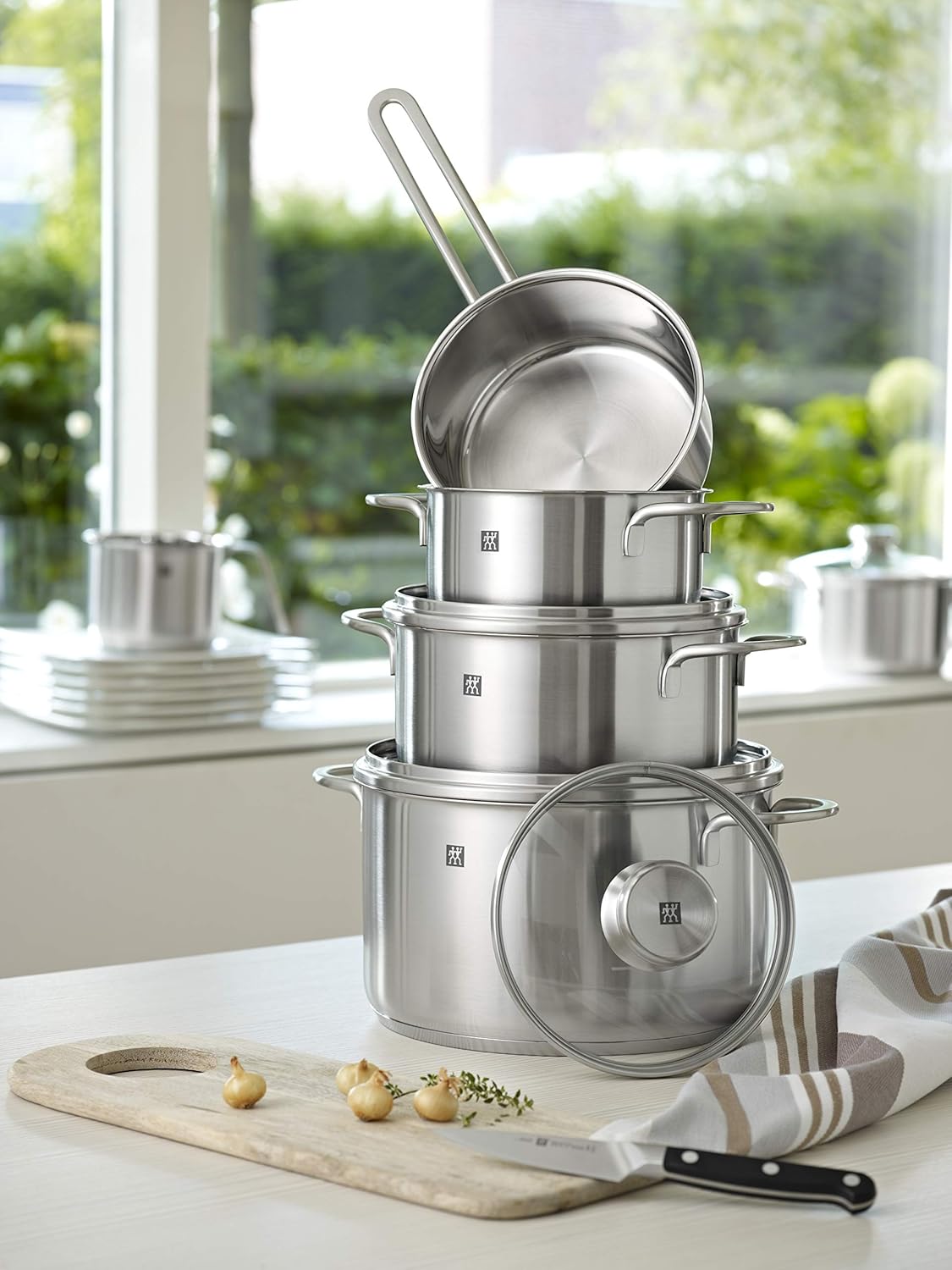 ZWILLING Flow Kochgeschirr-Set, 4 Deckel, induktionsgeeignet, Edelstahl, 5-teiliges Set