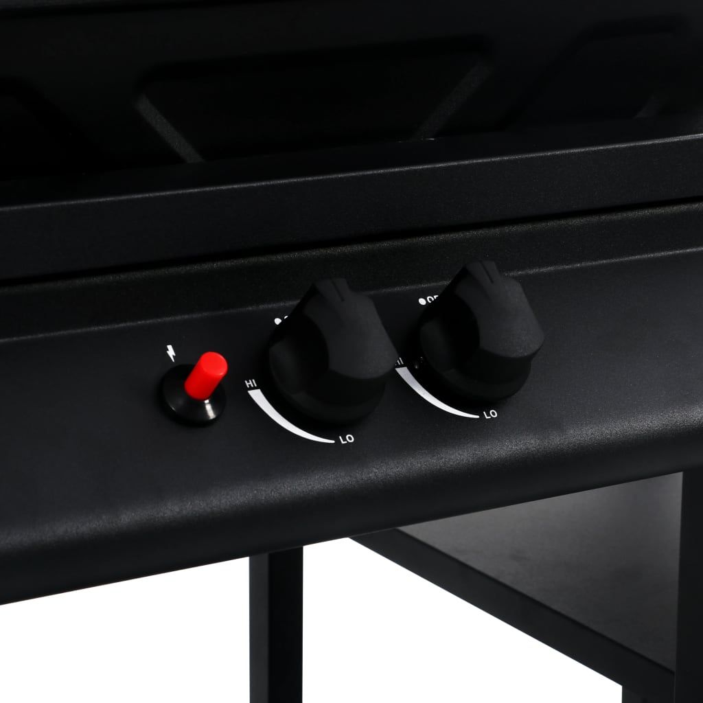 Vidaxl Tragbarer Gasgrill mit 3-stöckigem Seitentisch, Schwarz