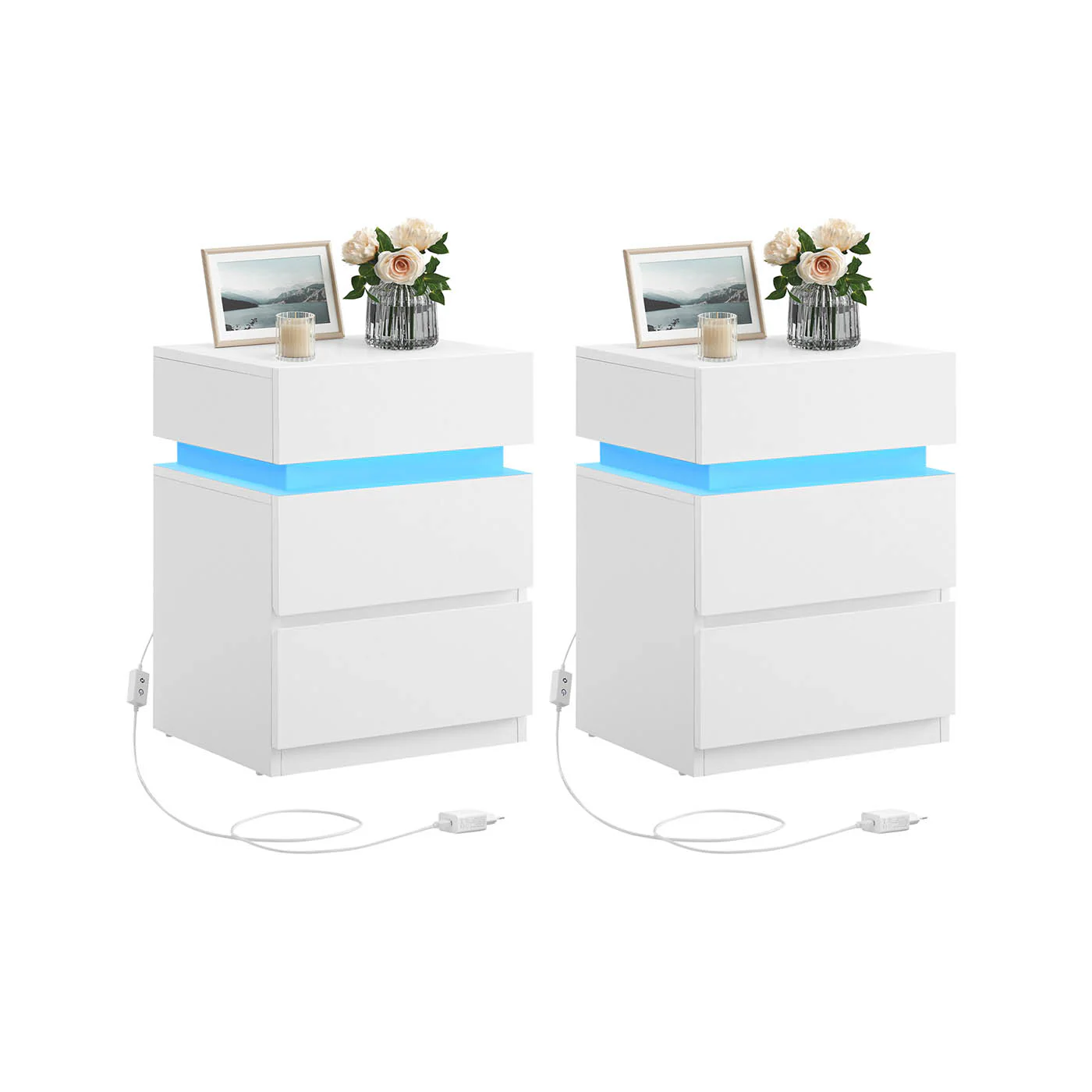 Nachttisch mit variablem, mehrfarbigem LED-Lichtstreifen