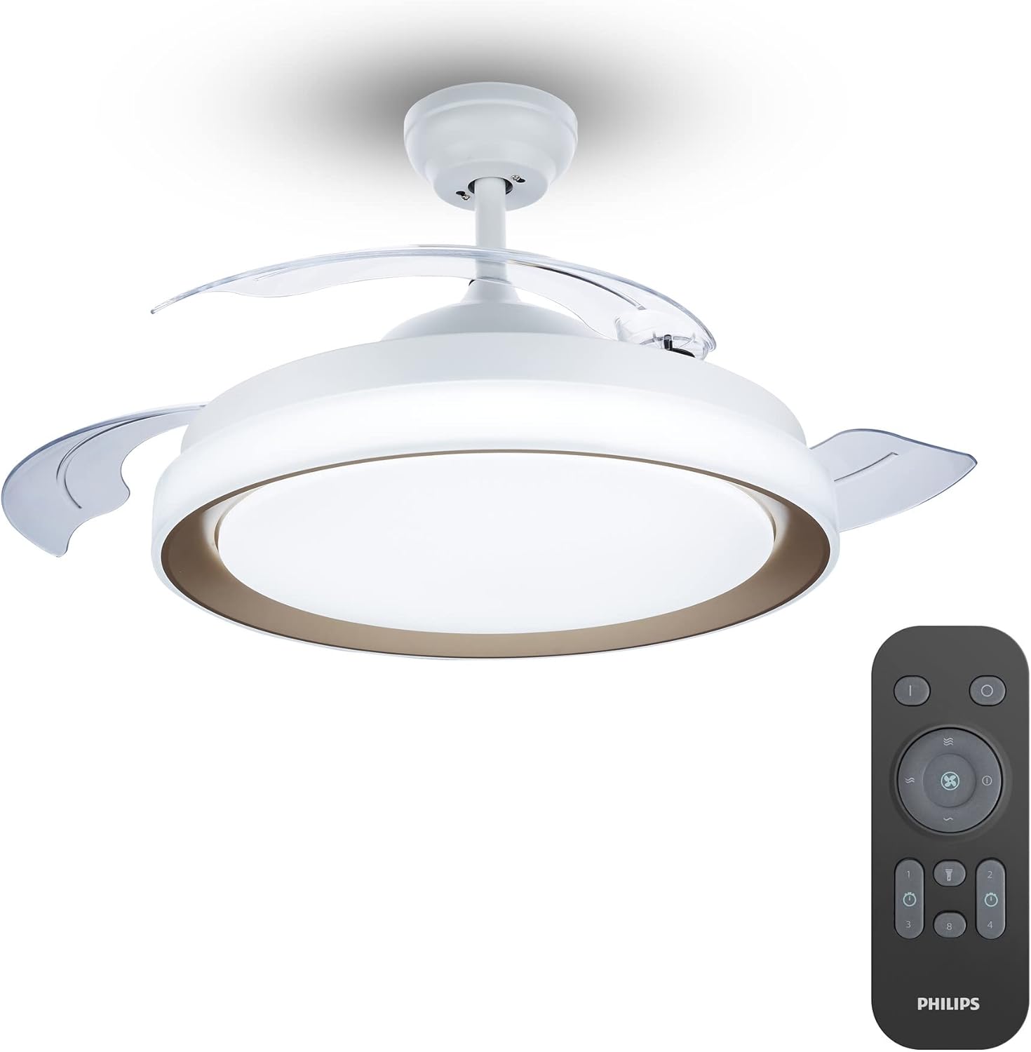 Ventilateur de plafond Philips Lighting Atlas avec éclairage LED et télécommande 106 cm Nickel