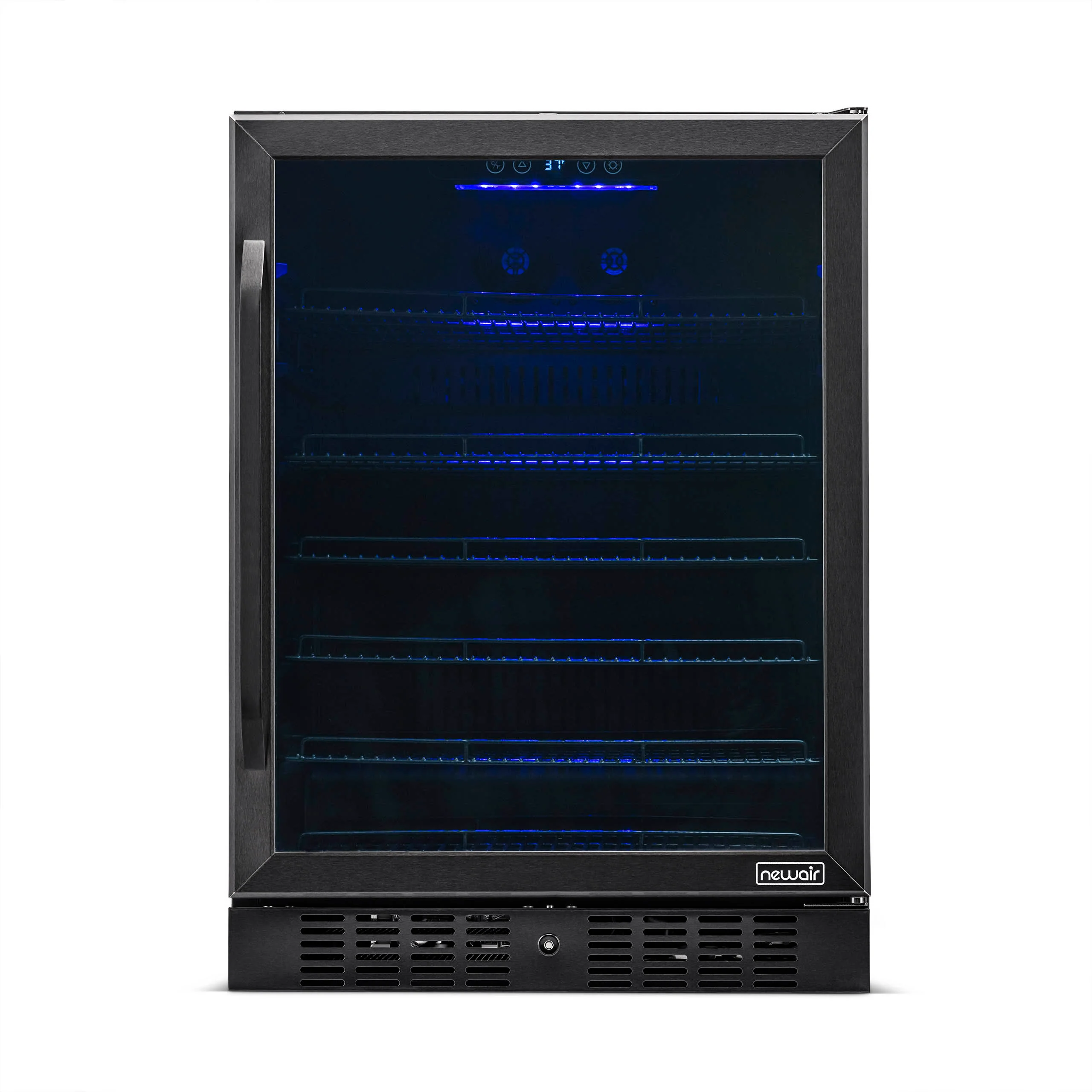 Newair® Einbaukühlschrank (2025) mit 177 Dosen Fassungsvermögen – 24 Zoll – Schwarzer Edelstahl