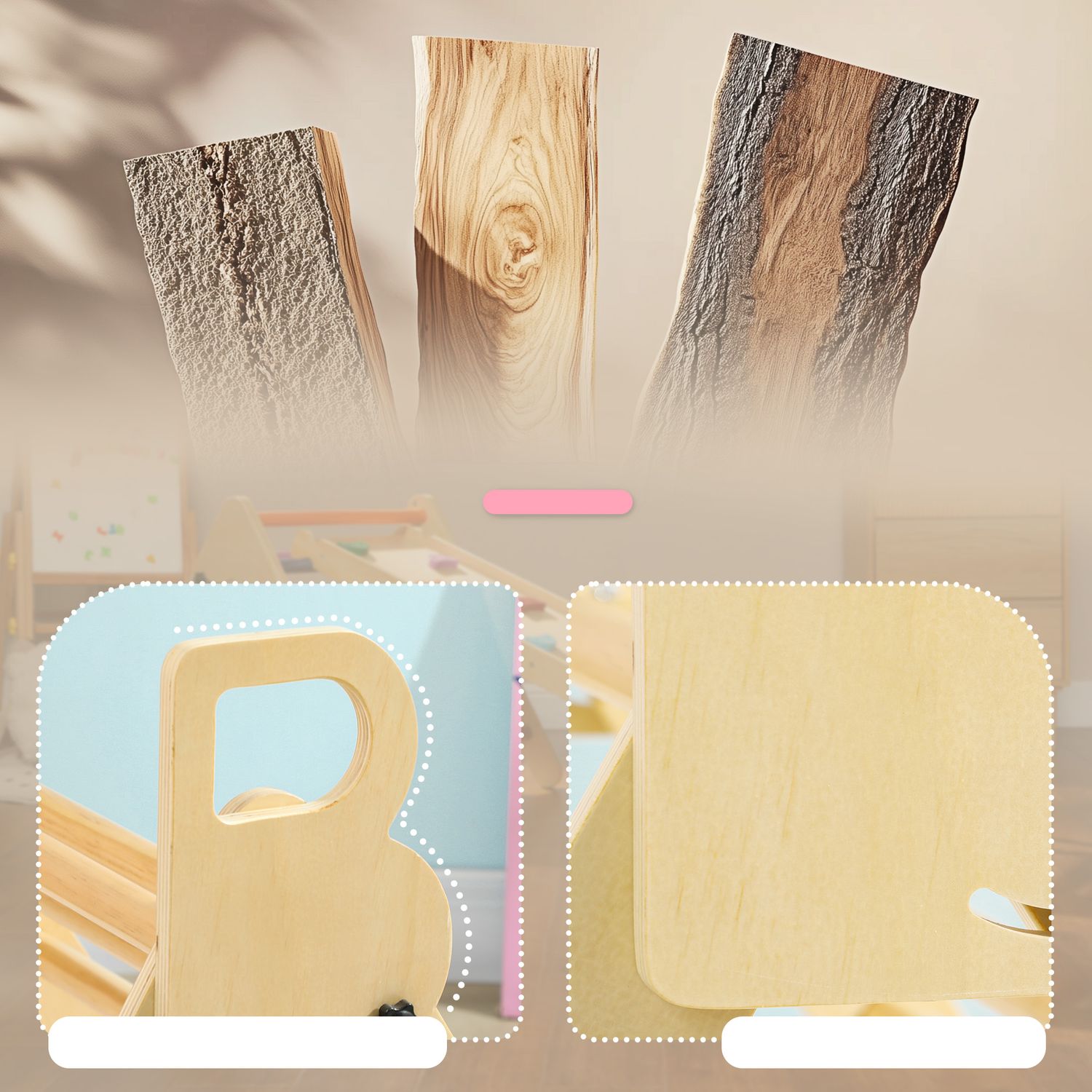 Aiyaplay Natürliches faltbares Kletterdreieck aus Holz