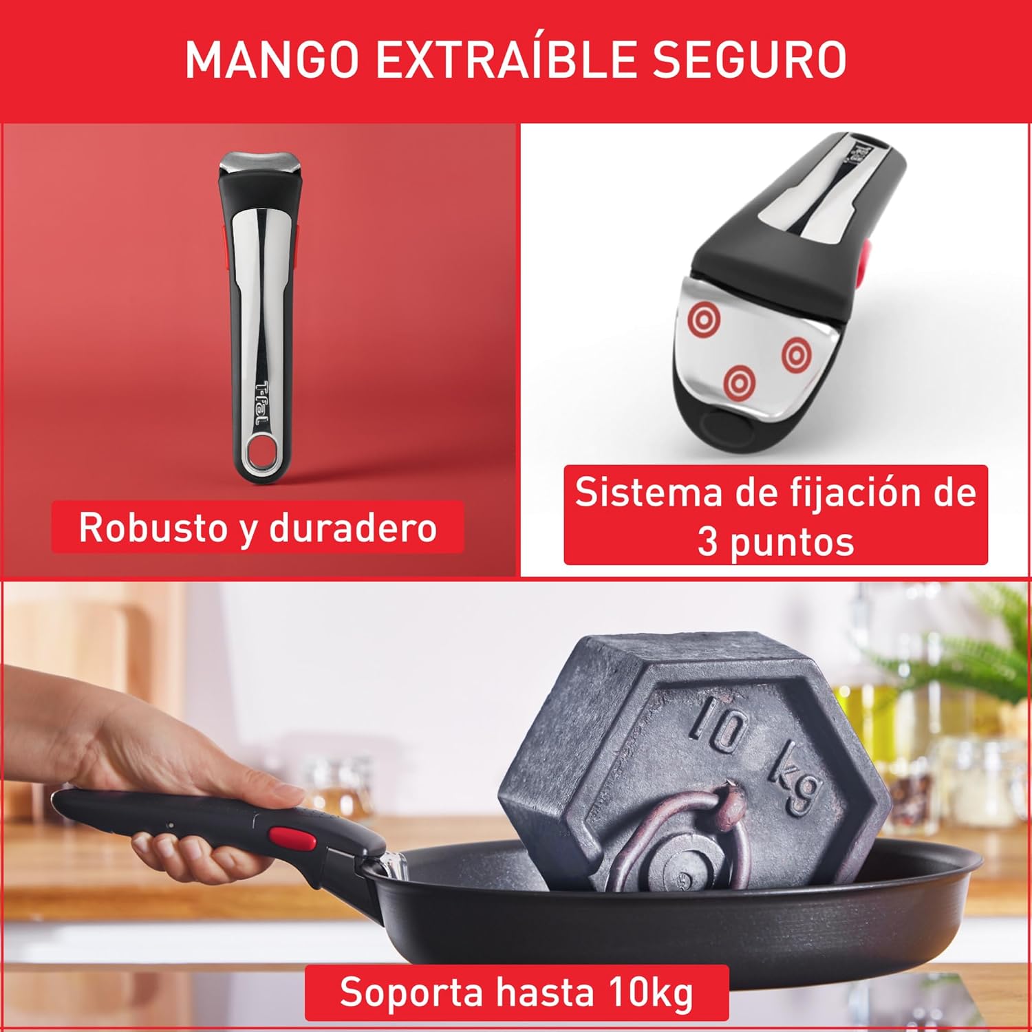 Tefal Ingenio Emotion Sæt med 3 stegepander 22/24/28 cm + 3 kasseroller 16/18/20 cm + gryderet 24 cm + wok 26 cm + 12 tilbehør | Induktionssikker, non-stick, tåler opvaskemaskine og ovn