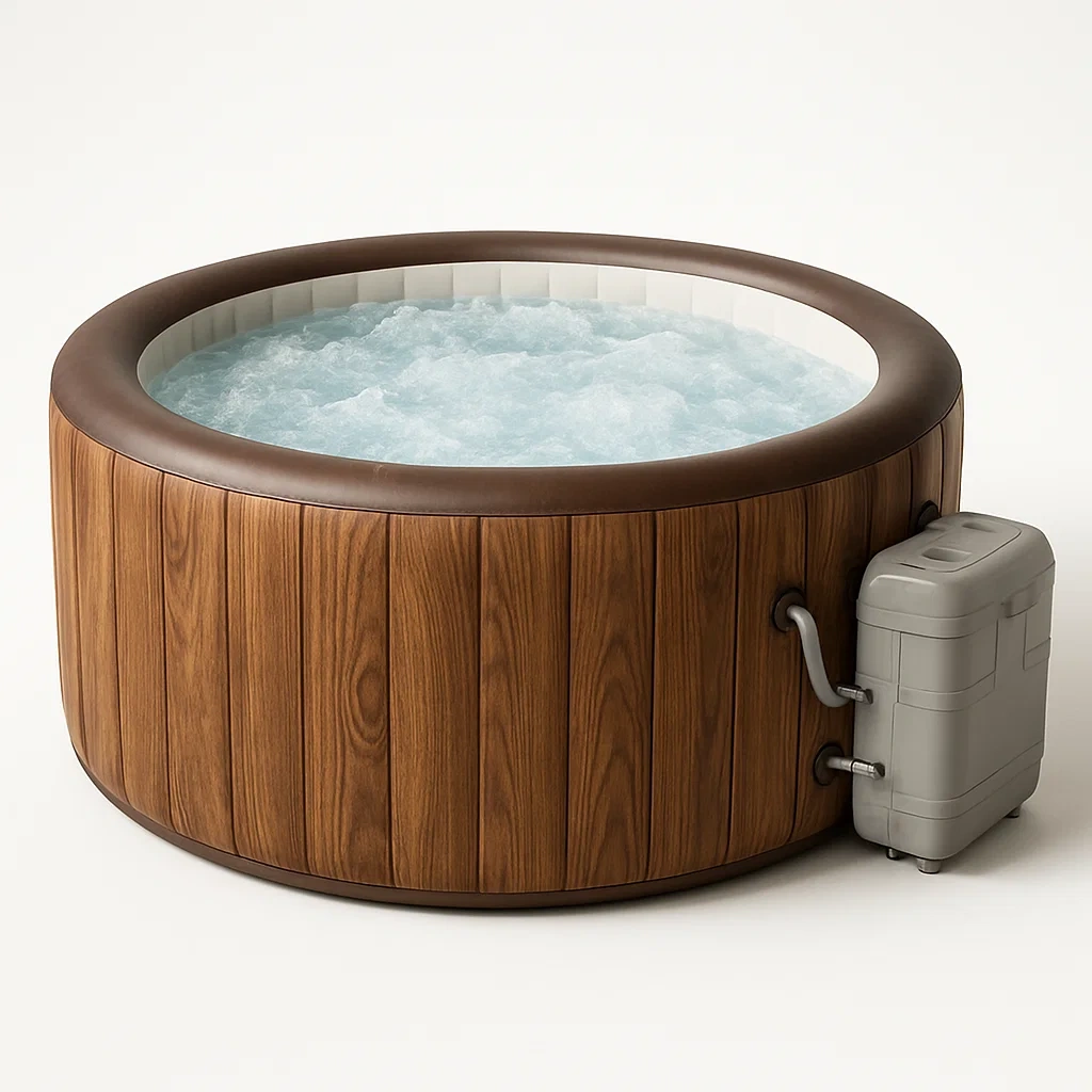 Spa gonflable 196 x 196 x 71 cm, 4 places, rond, marron/blanc gEJaGxC315Wq