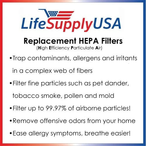 Lot de 5 filtres HEPA de rechange LifeSupplyUSA compatibles avec le purificateur d'air Alen TF50-Carbon HEPA-Fresh Paralda