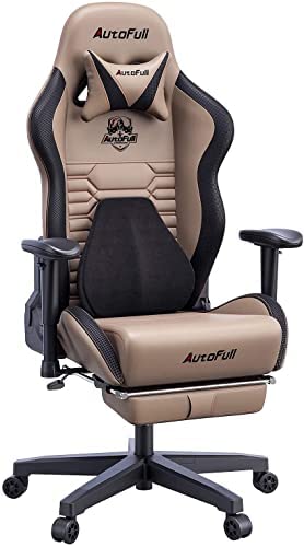 AutoFull Gaming-Bürostuhl mit ergonomischer Lendenwirbelstütze, Rennstil, PU-Leder, hoher Rückenlehne, verstellbarer Drehstuhl