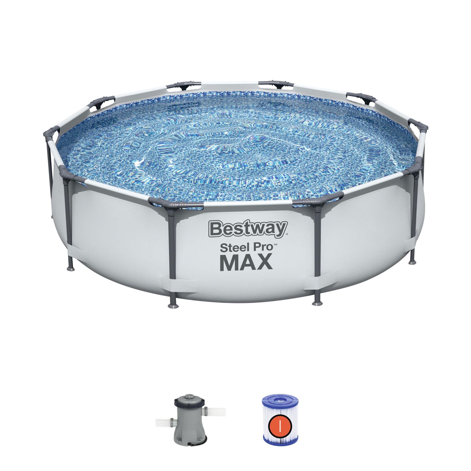 Bestway Steel Pro Max 305x76 cm Rohr-Aufstellpool mit 1.249 l/h Kartuschenfilterpumpe