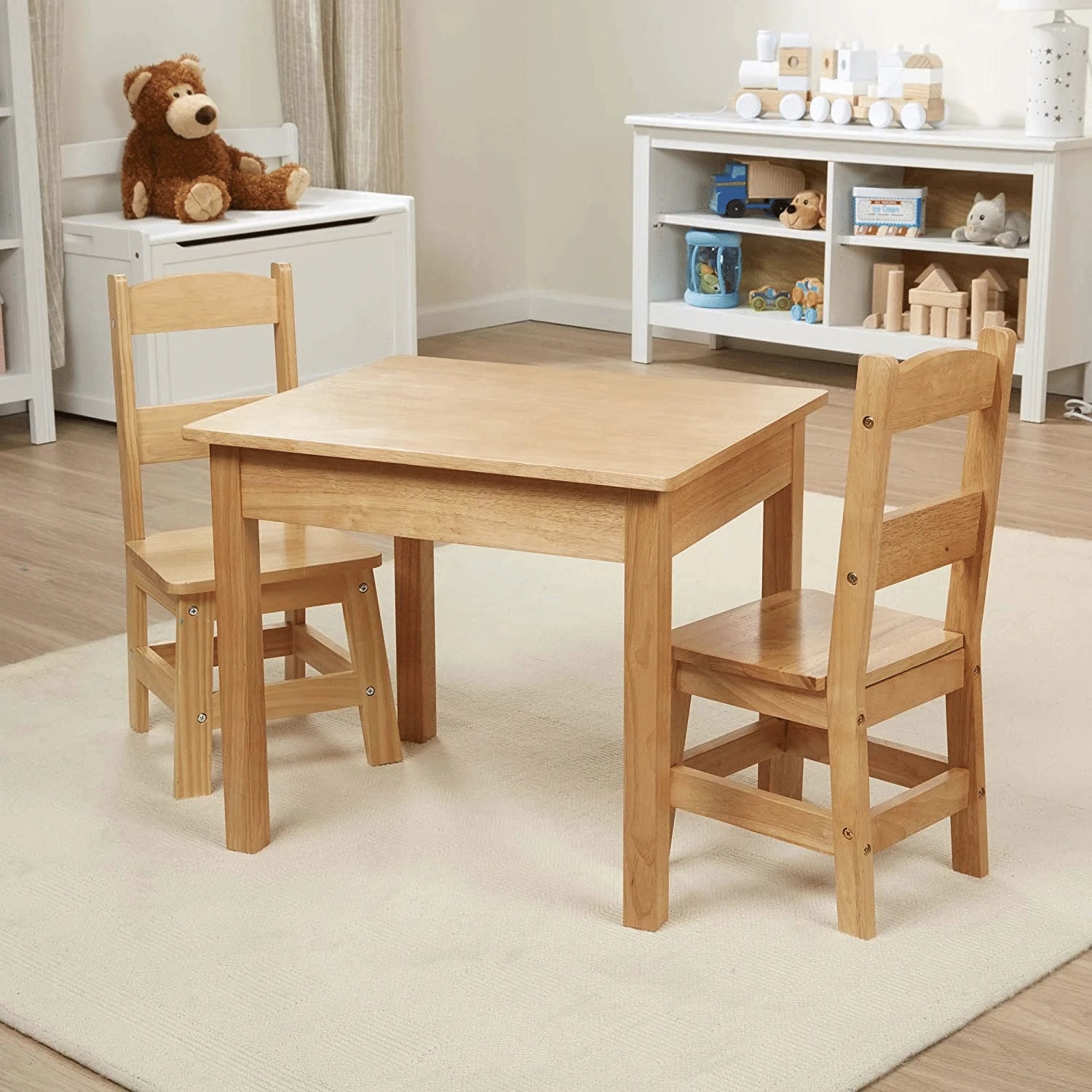 Melissa & Doug Table et 2 chaises en bois, blond