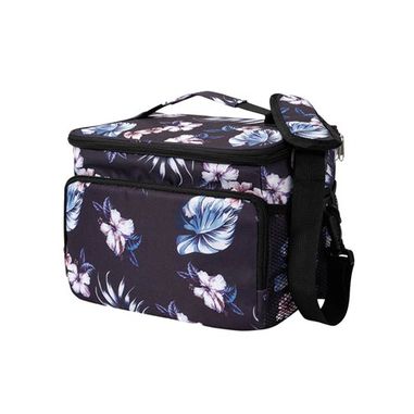 Schwarze 8,5-Liter-Thermo-Lunchtasche mit Blumenmuster