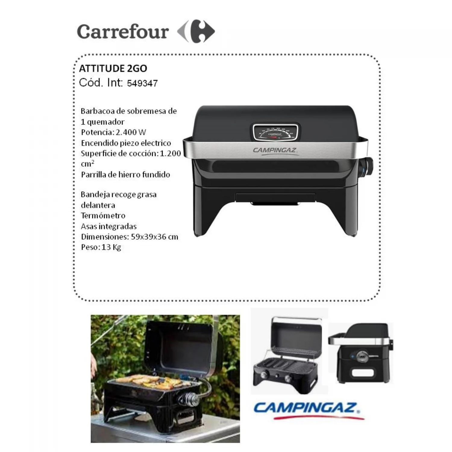Attitude 2go Gasgrill – Schwarz