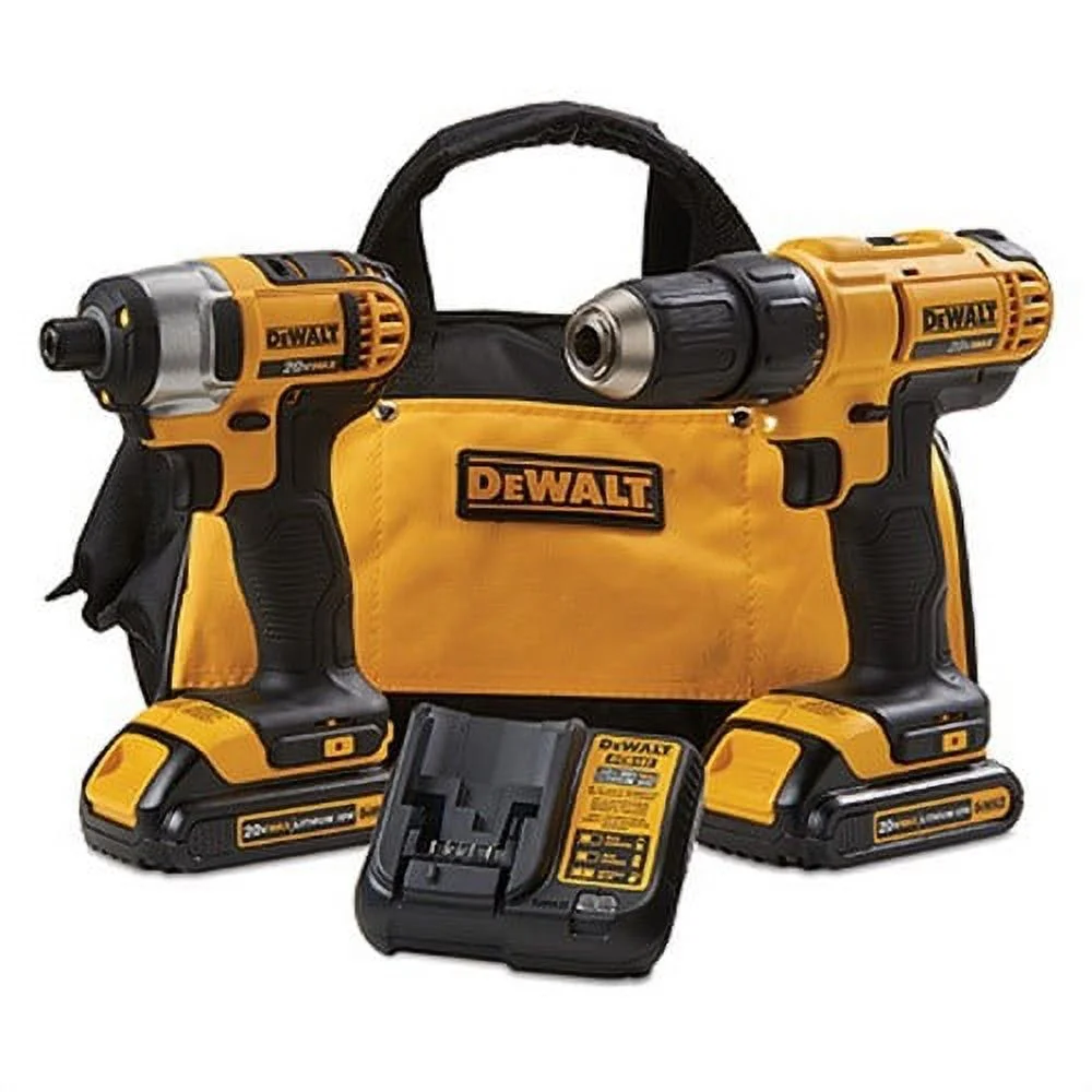 2025 DEWALT DCK240C2 20V MAX Akku-boremaskine og slagskruetrækker-kombinationssæt med (2) 1,3 Ah batterier, oplader og taske