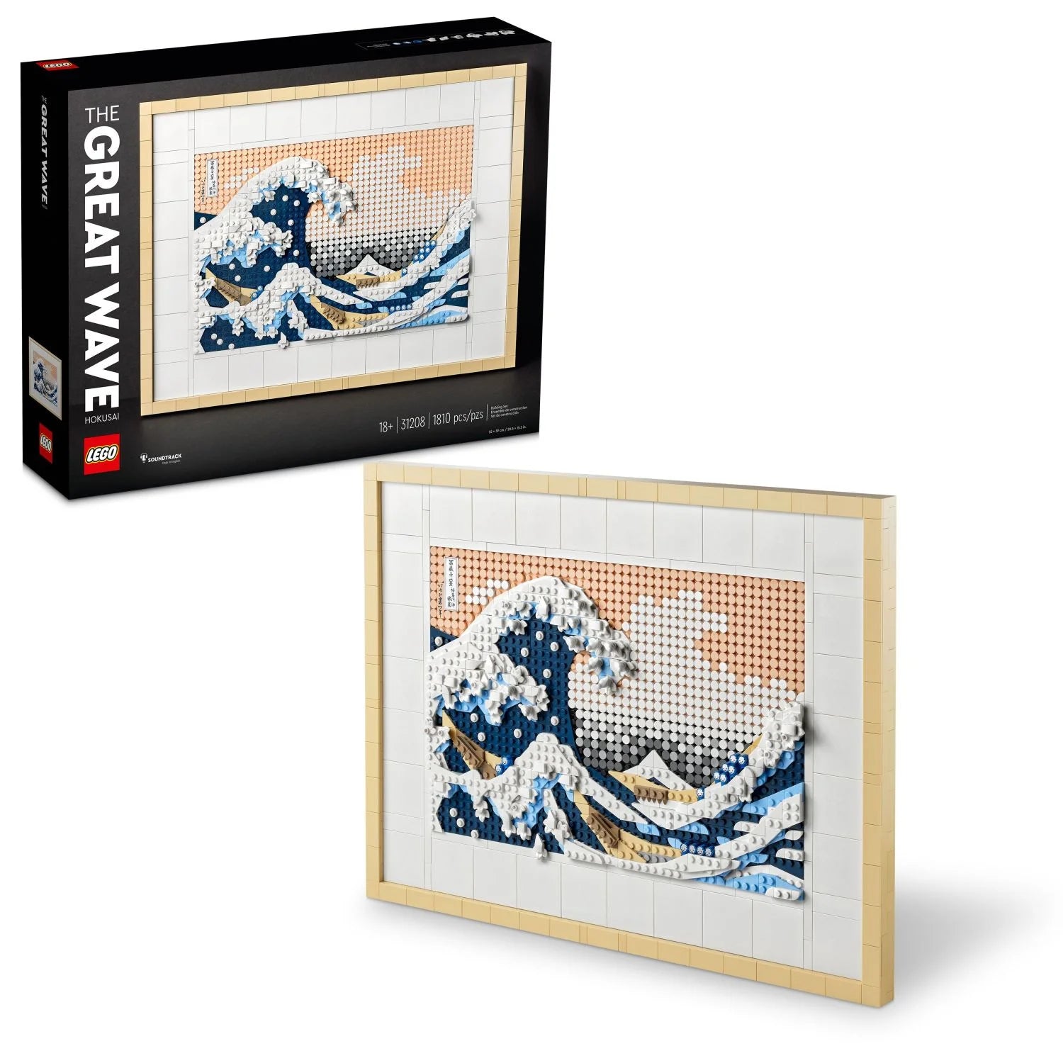 LEGO Art Hokusai – Die große Welle, 3D-Wandbild im japanischen Stil, gerahmtes Bild für die Dekoration von Zuhause oder Büro, Kreativ-Bastelset, 31208
