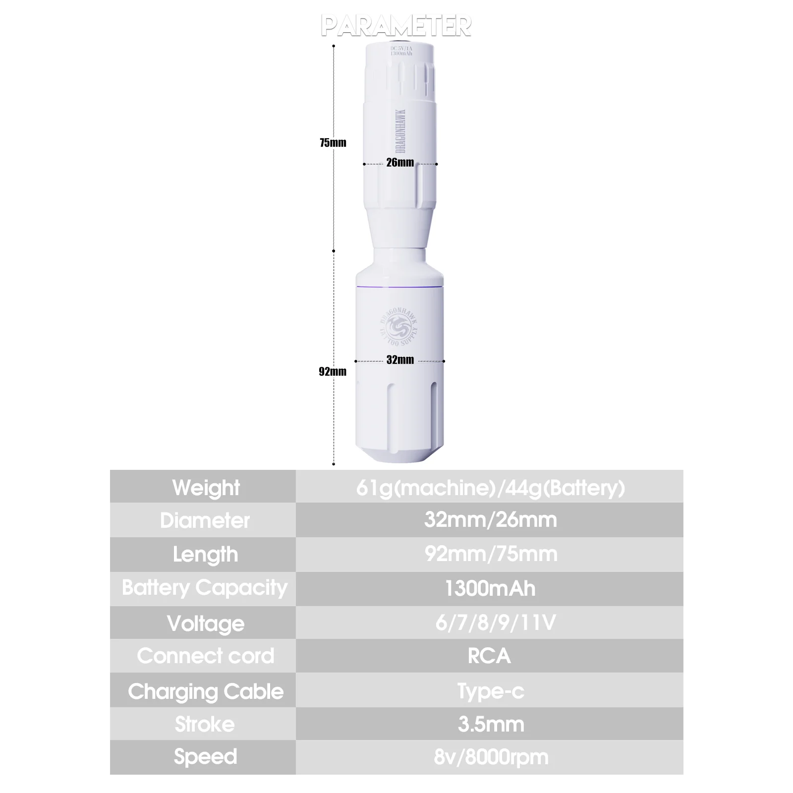 Dragonhawk S1 Stiftförmiges Tattoo-Maschinen-Starterset