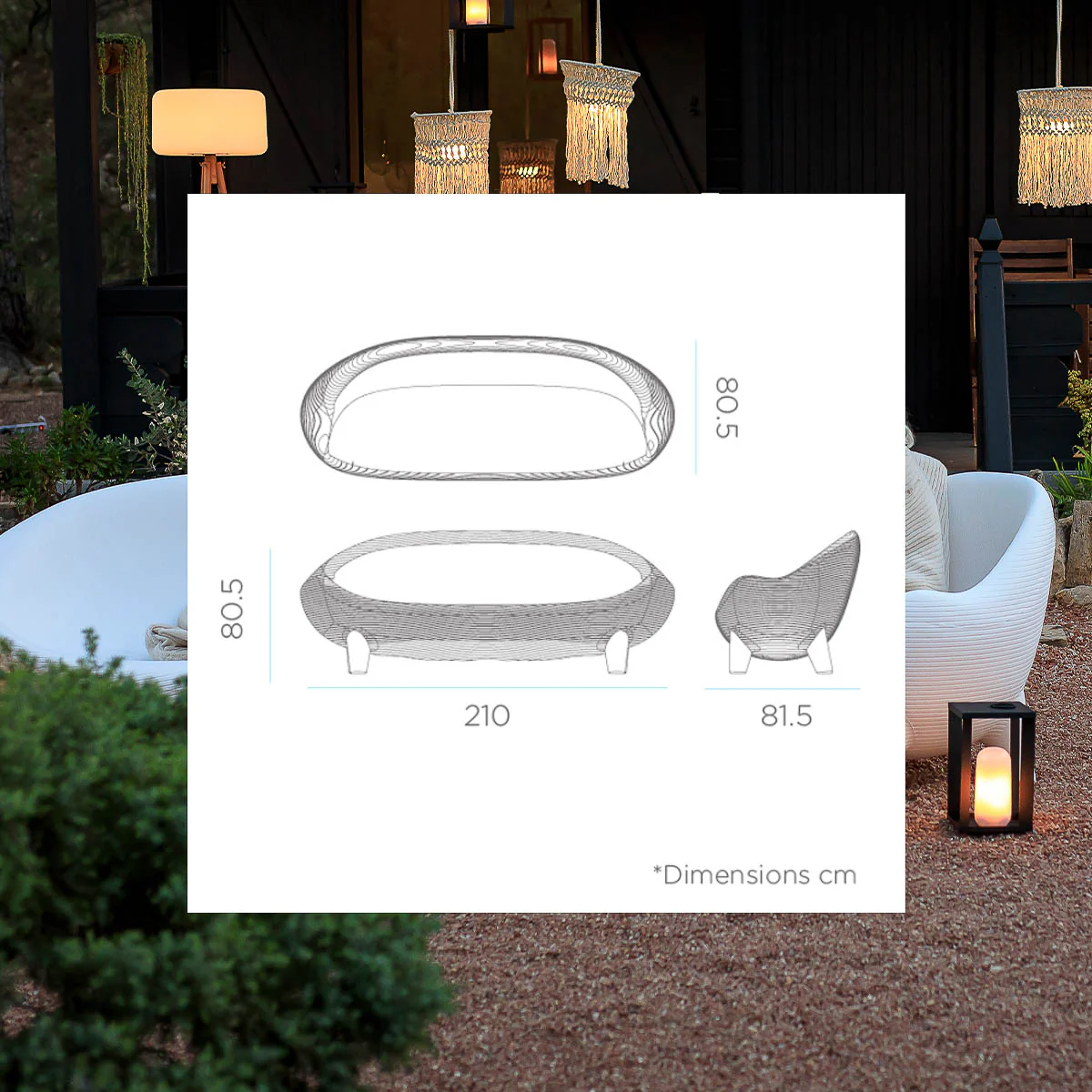 Jamaica Outdoor-Sofa mit Solarbeleuchtung