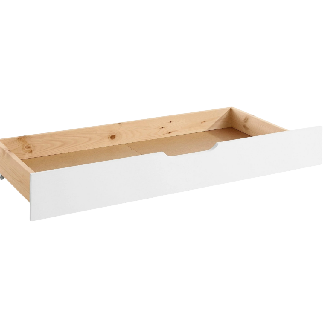 Auz sengeskuffe i hvid fyrretræ, 130 cm lang =