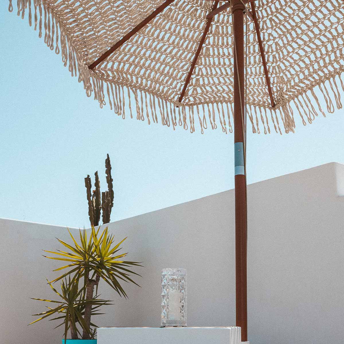BINIBECA Makramee-Sonnenschirm für den Außenbereich, ø210x229cm