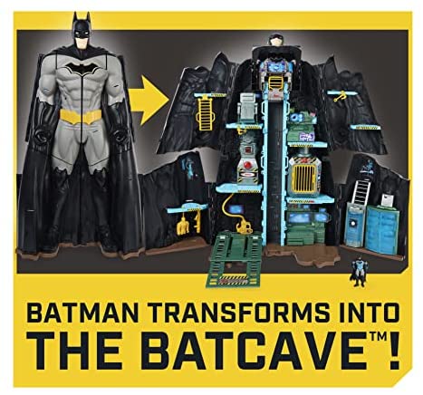 Batman, Bat-Tech Batcave – Riesiges, verwandelbares Spielset mit exklusiver 10 cm großer Batman-Figur und Zubehör