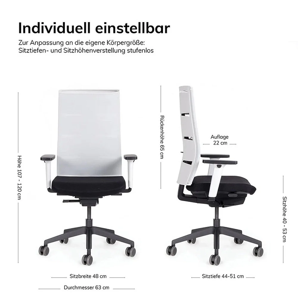 Agilis Matrix MT12 2025 Langsam verstellbarer ergonomischer Bürostuhl mit Netzrückenlehne, Sonderedition, Reines Schwarz