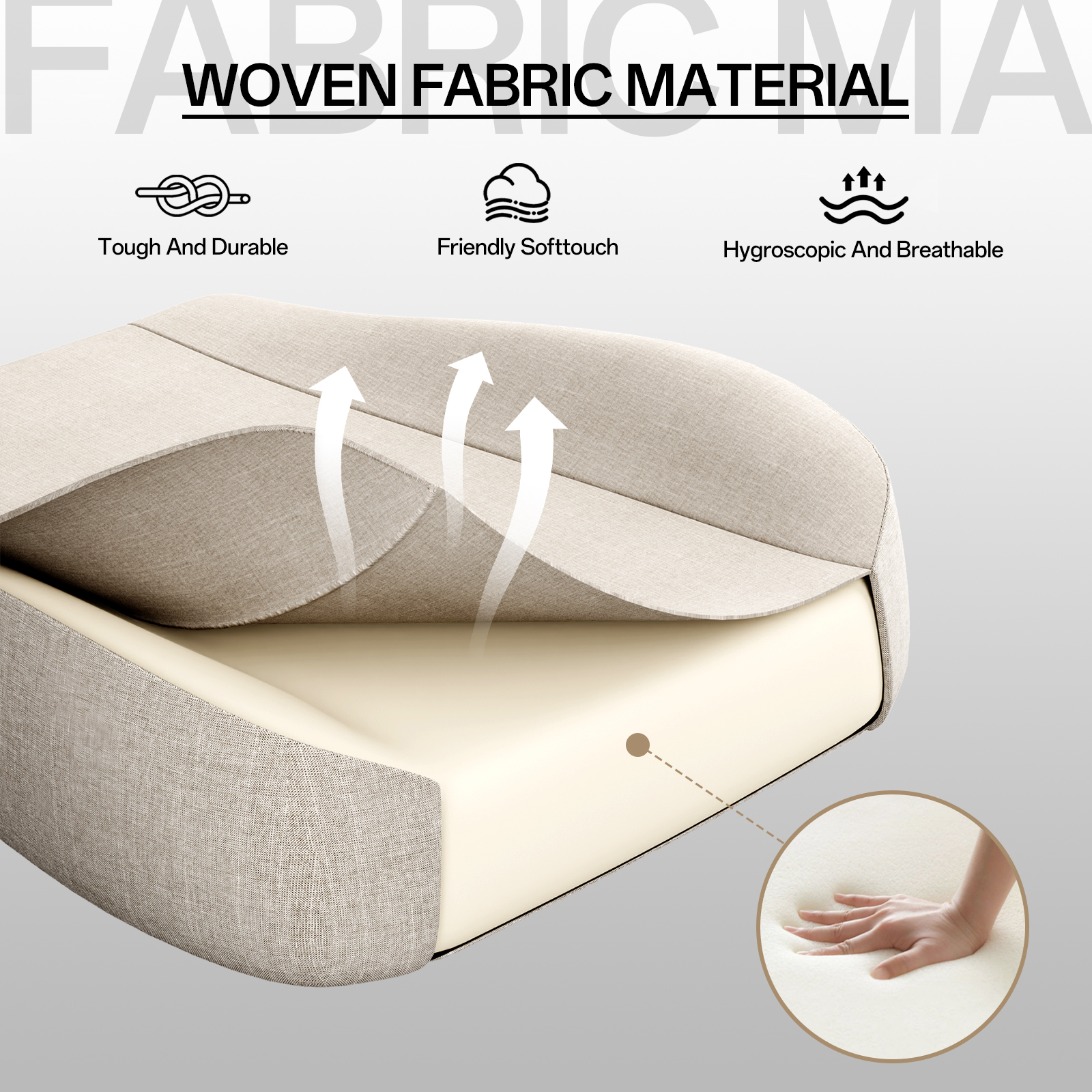 2025 Bigzzia Ergonomisk Gamingstol med Høj Ryglæn, 3D Armlæn, Justerbar Højde og 360° Drejning, Beige