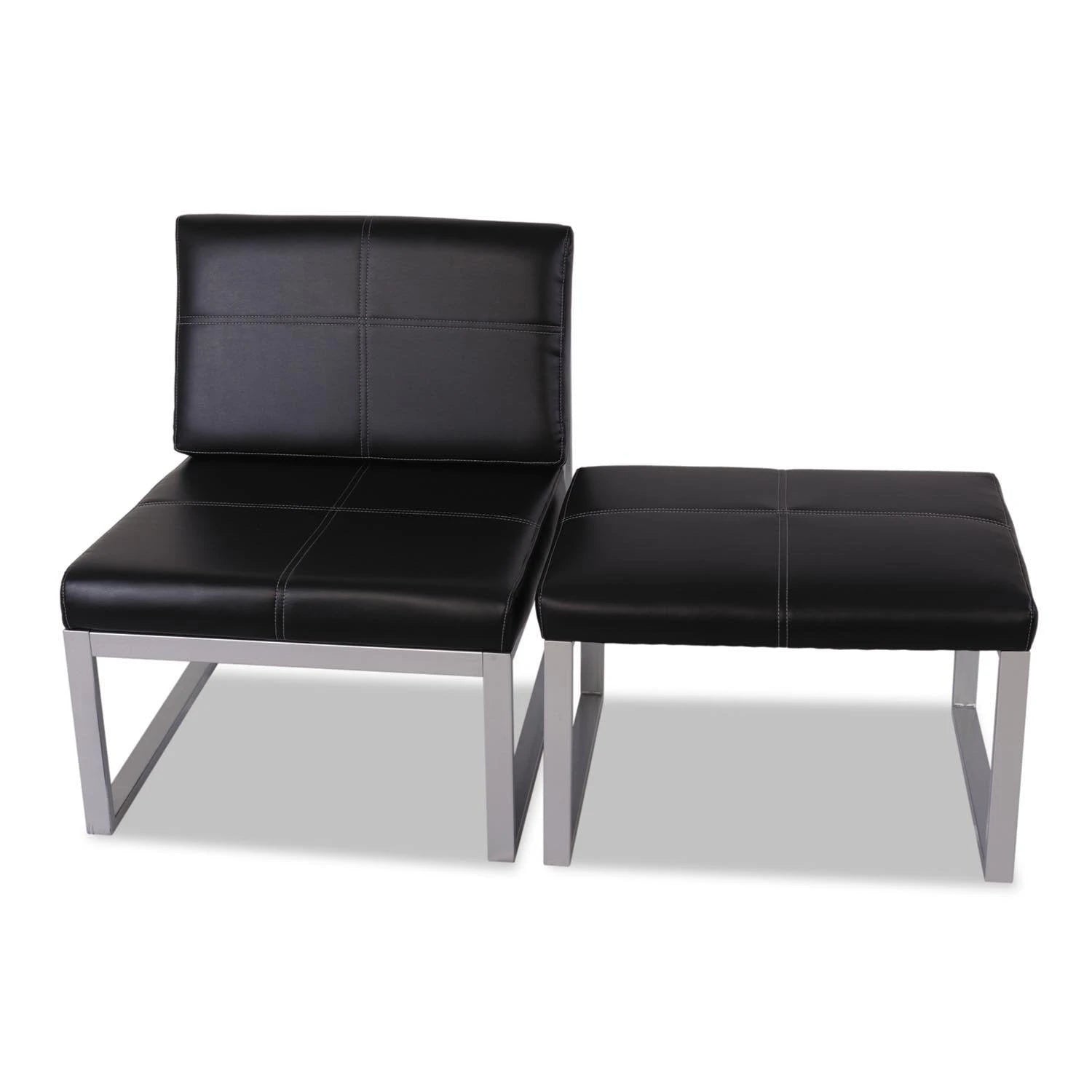 Fauteuil cube sans accoudoirs Alera Reception Lounge Series 2025. Noir/Argent