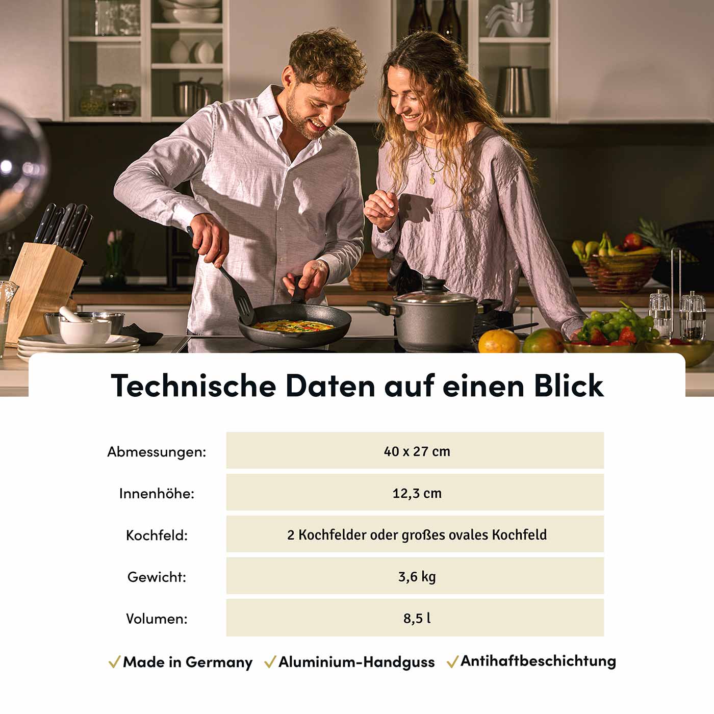 Plat à rôtir 2025 de grande taille (39,2 x 26,3 cm) avec couvercle en option