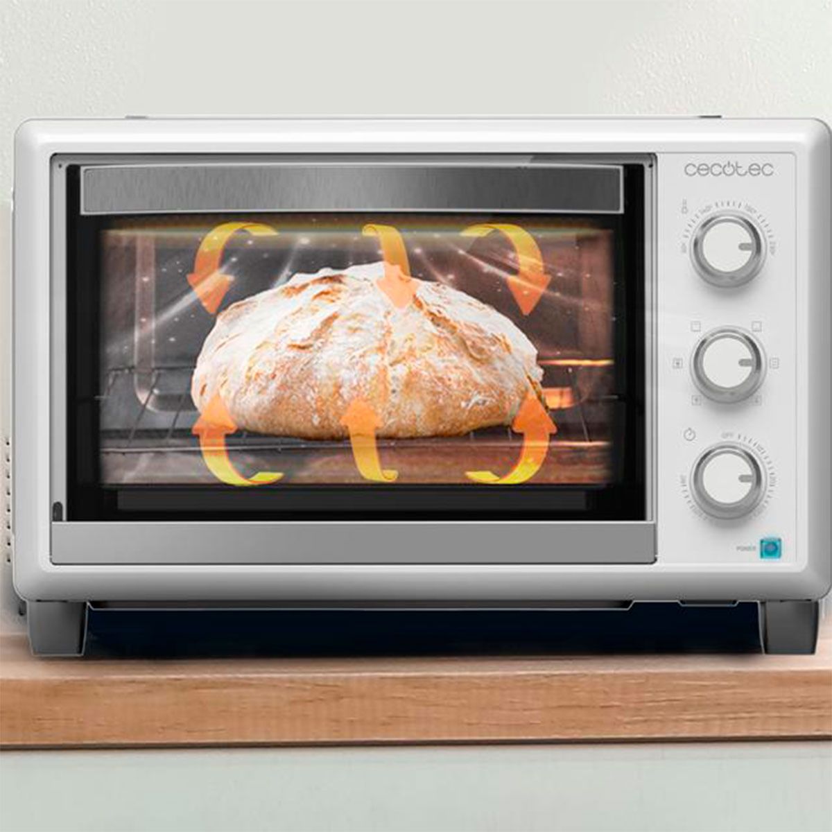 Cecotec Bake&toast 2600 4-Pizza 1500W 26l Tischbackofen mit speziellem Pizzastein, Weiß